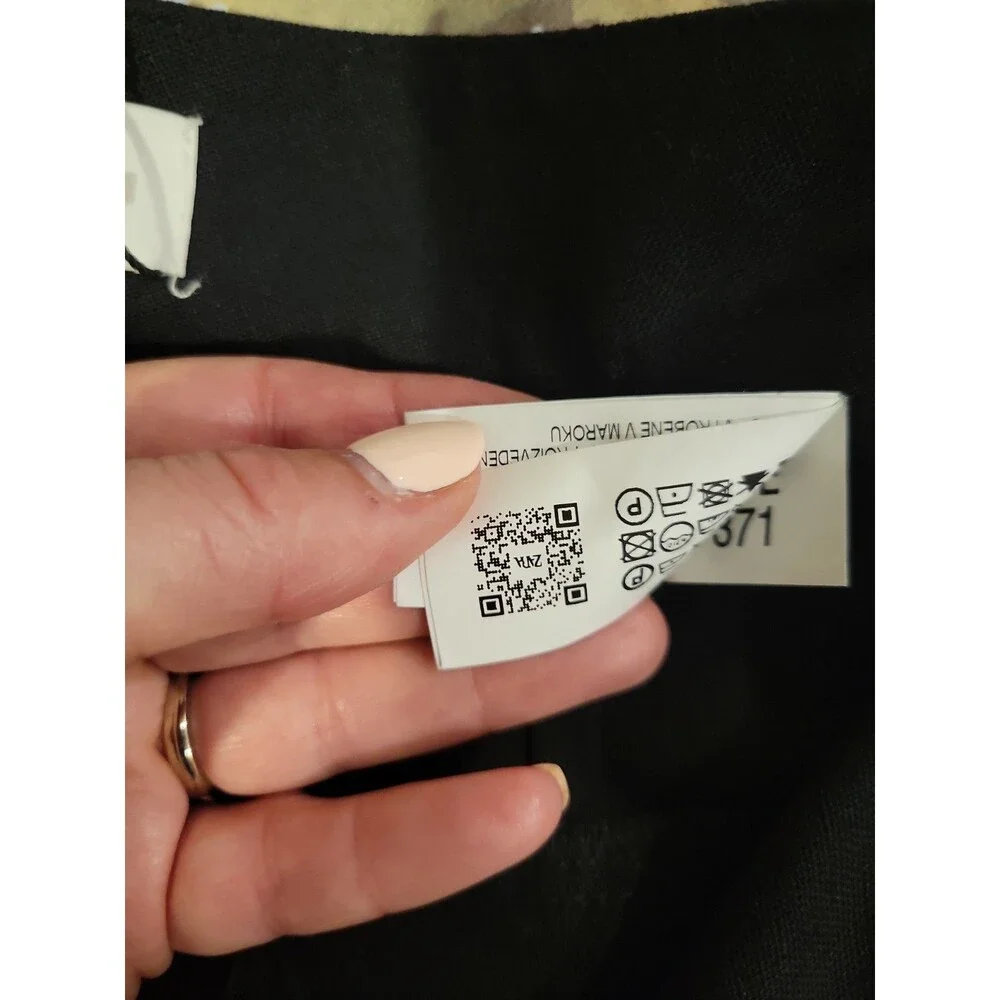 NWT ZARA Black Linen Wide Leg Ankle Pants Women’s S Preppy Modern Work Business